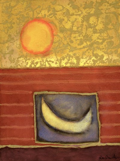 الشمس تشرق بينما ينام القمر ، 1990 (وسائط مختلطة على ورق) بواسطة بيتر ديفيدسون